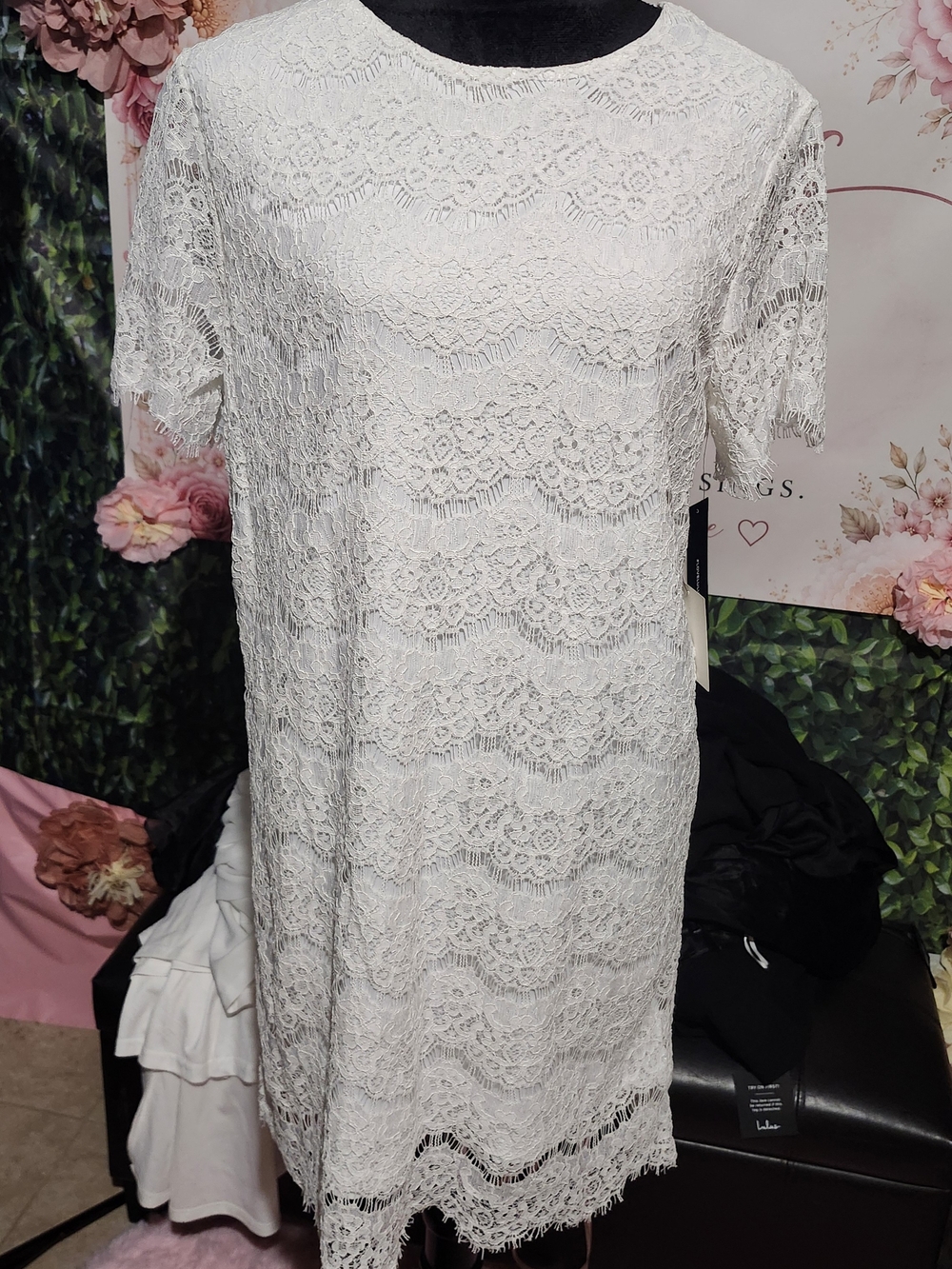 Lulus White Lace Shift Dress